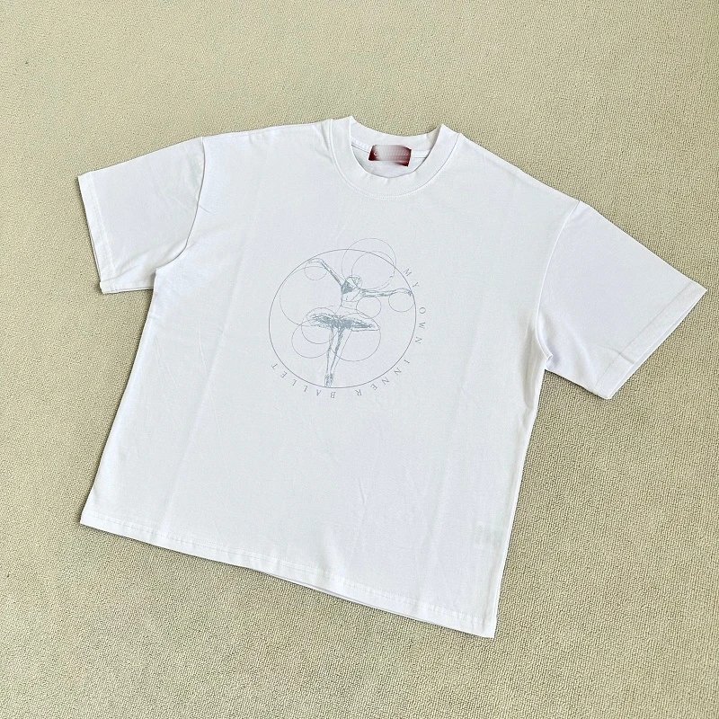 White Cotton Ballet Graphic Oversized T-Shirt
