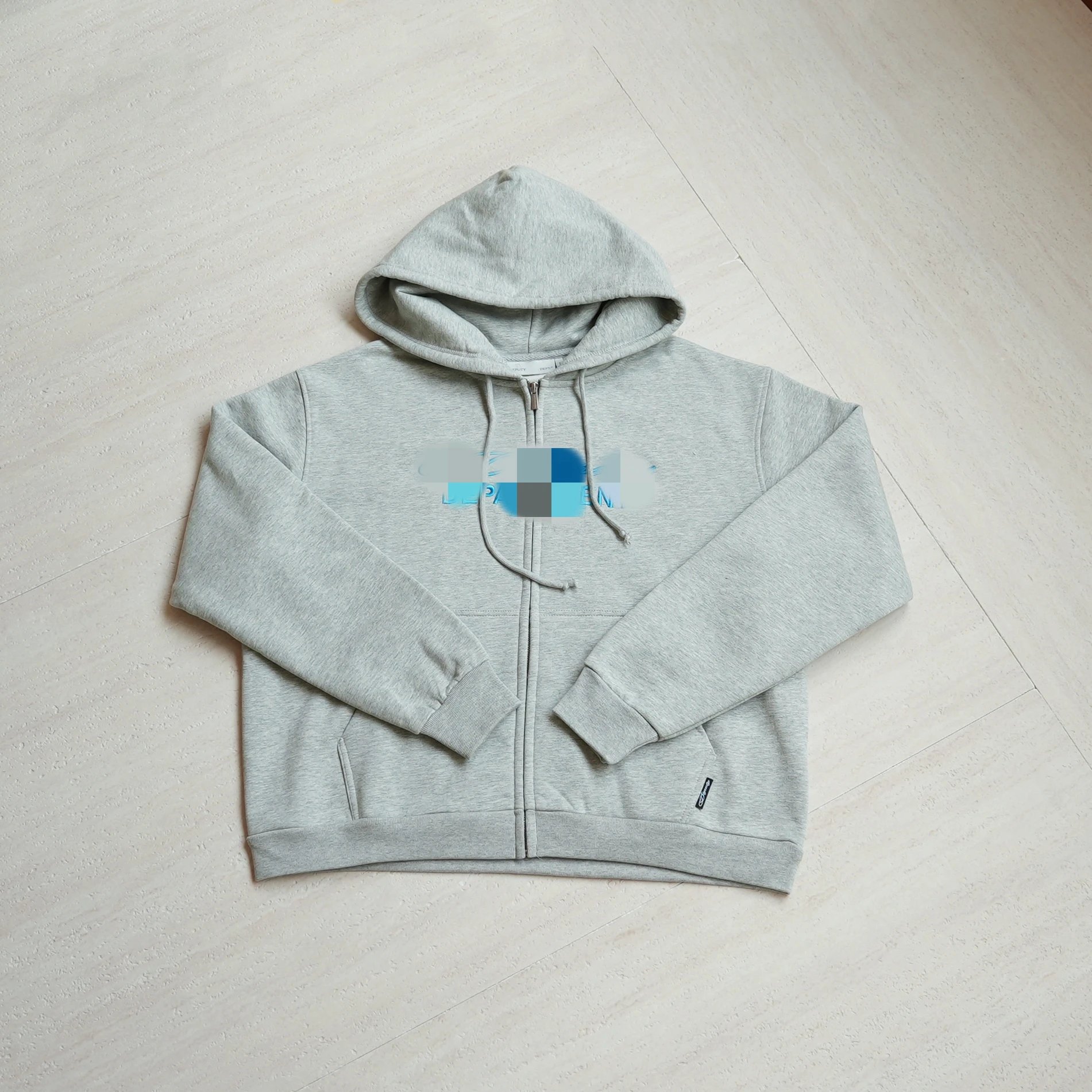 Heather Gray Full Zip Hooded Sweatshirt Casual