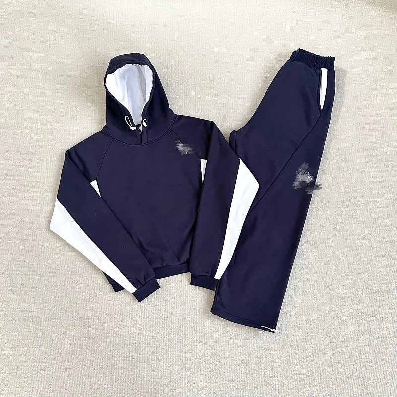 Navy Blue Hooded Sweatshirt And Jogger Pants Set