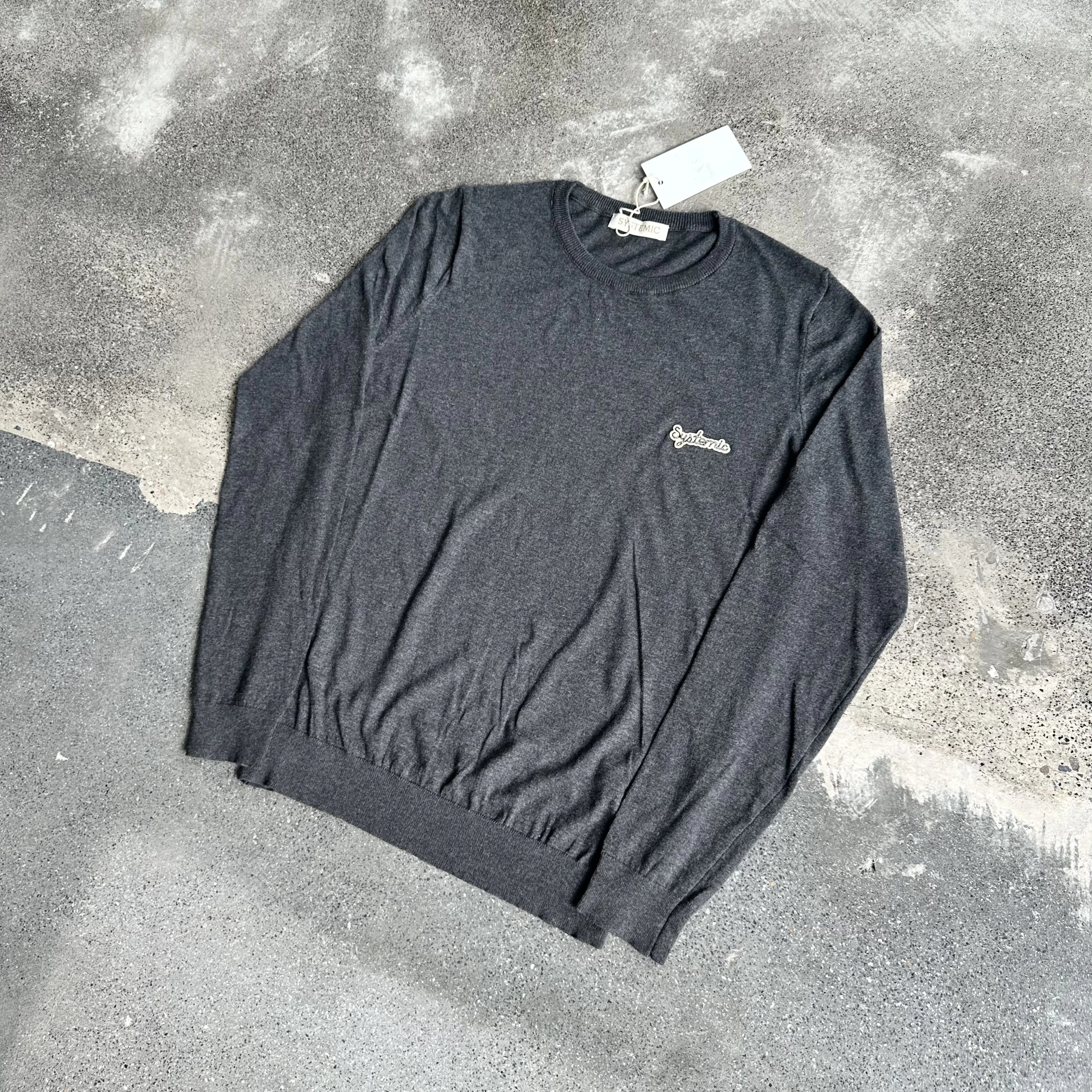 Systemic Crewneck Charcoal Minimalist Sweater