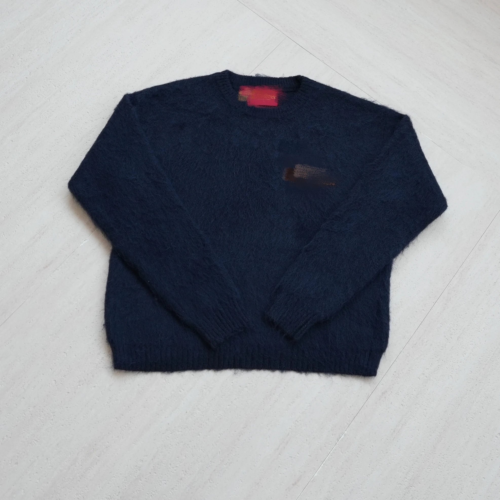 Unknown Brand Crewneck Navy Blue Fuzzy Knit Sweater