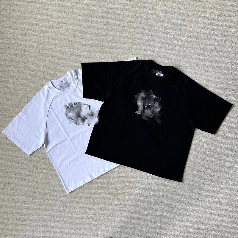 Abstract Print Cotton Black White Oversized T-Shirt