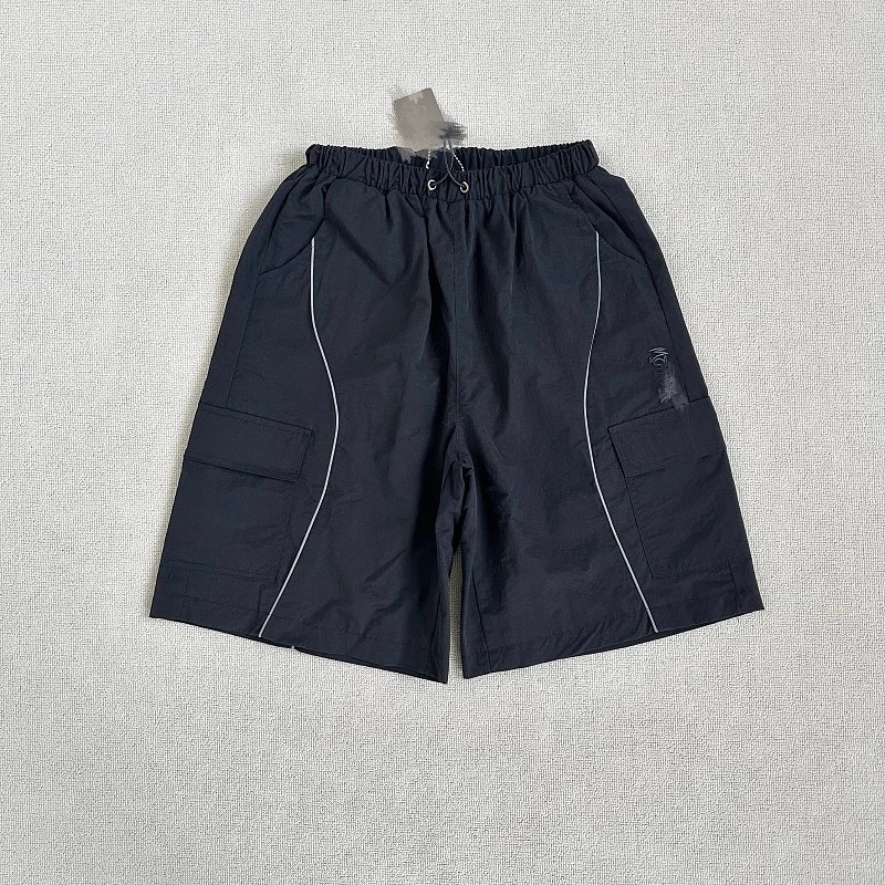 Navy Blue Cargo Shorts with White Stripe Detail