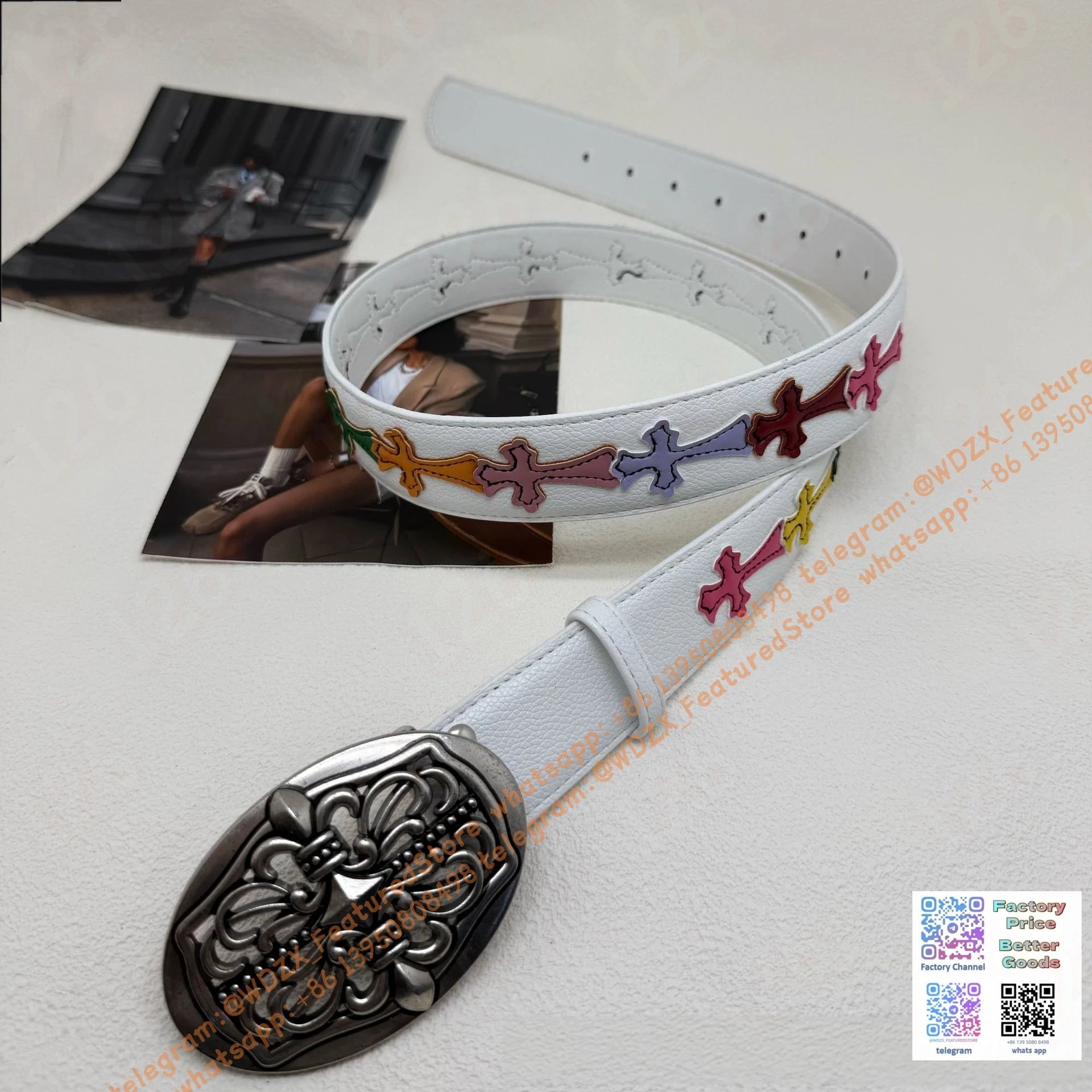 Unbranded Belts Decorative cross-motif buckle belt — 26