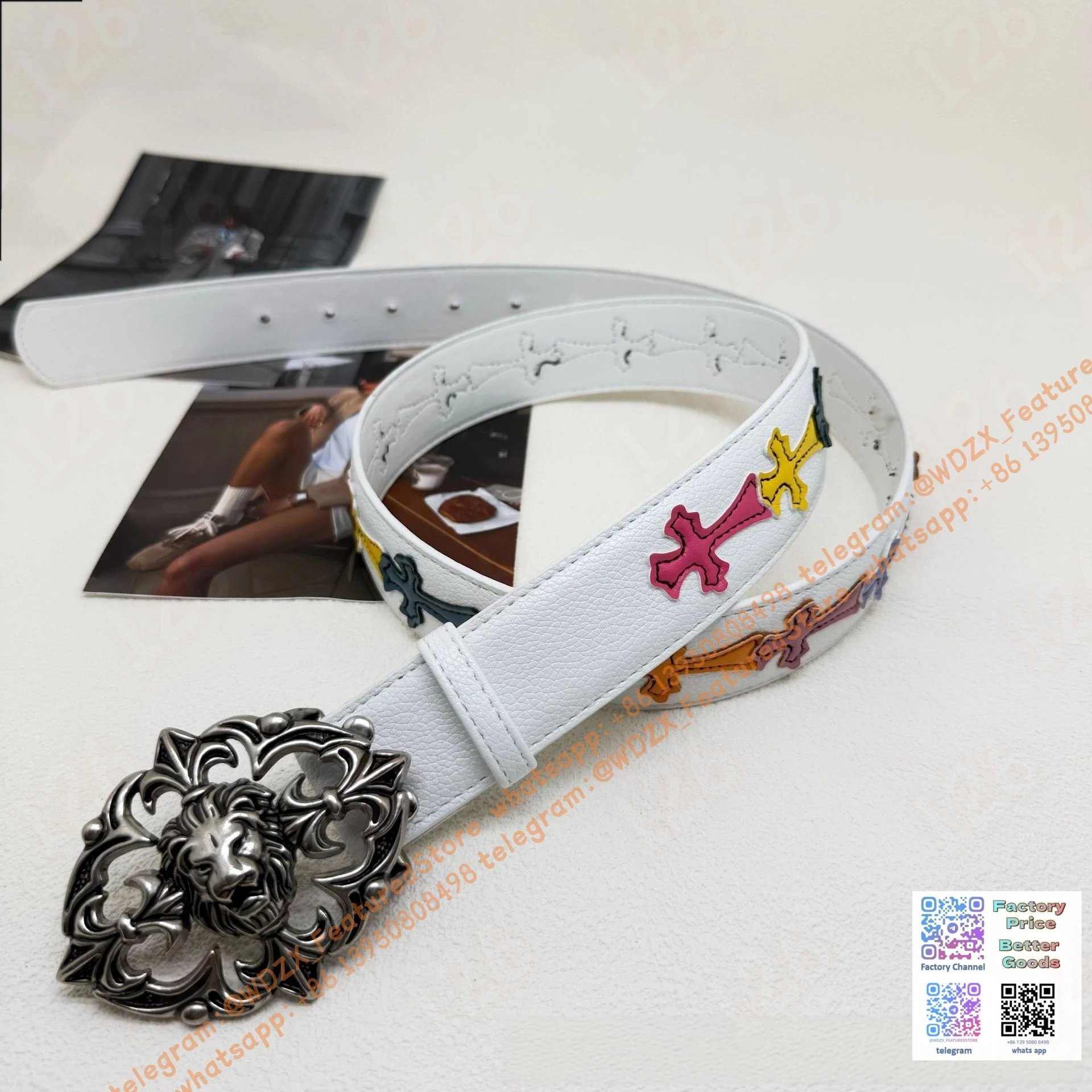 Unbranded Belts Decorative cross-motif buckle belt — 27