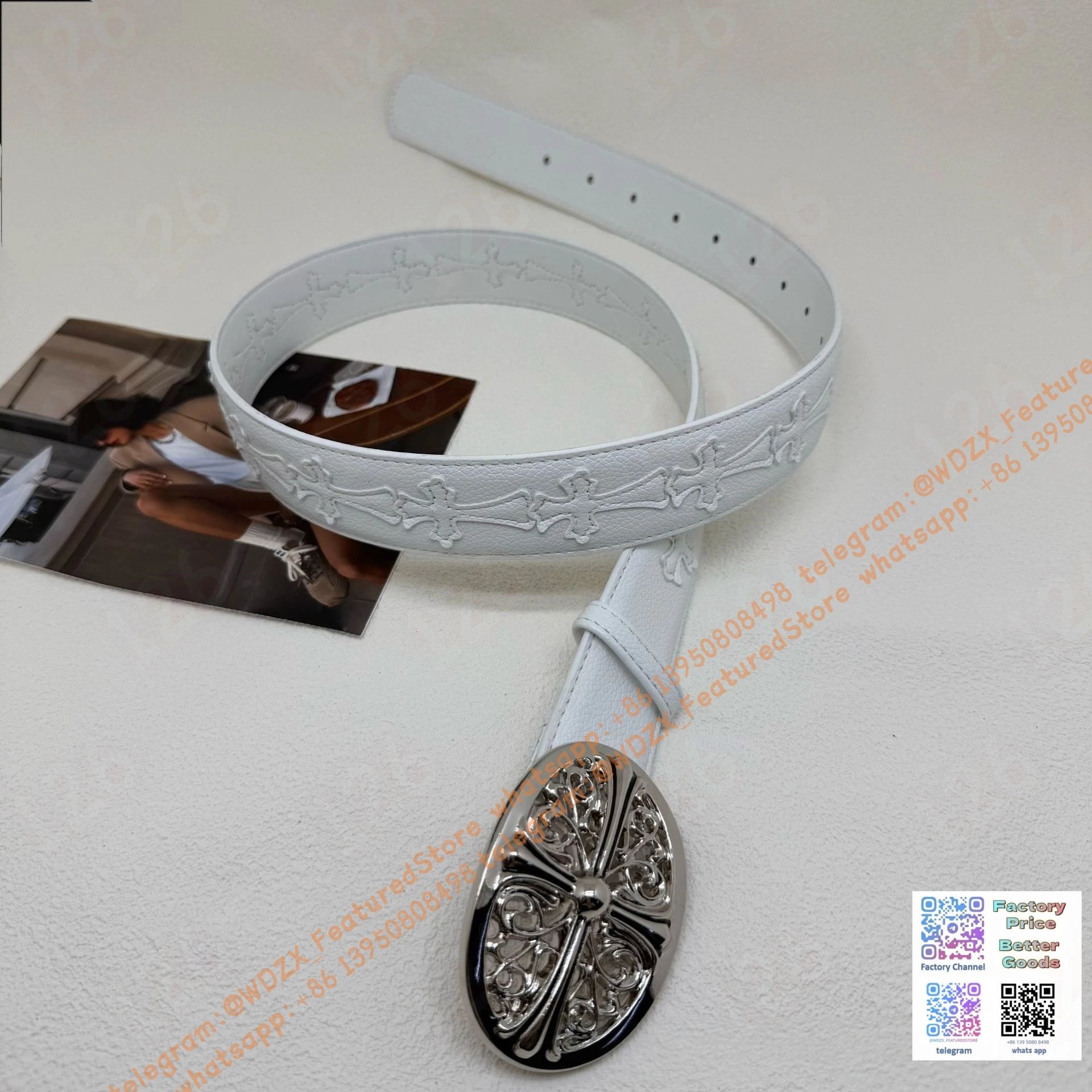 Unbranded Belts Decorative cross-motif buckle belt — 9