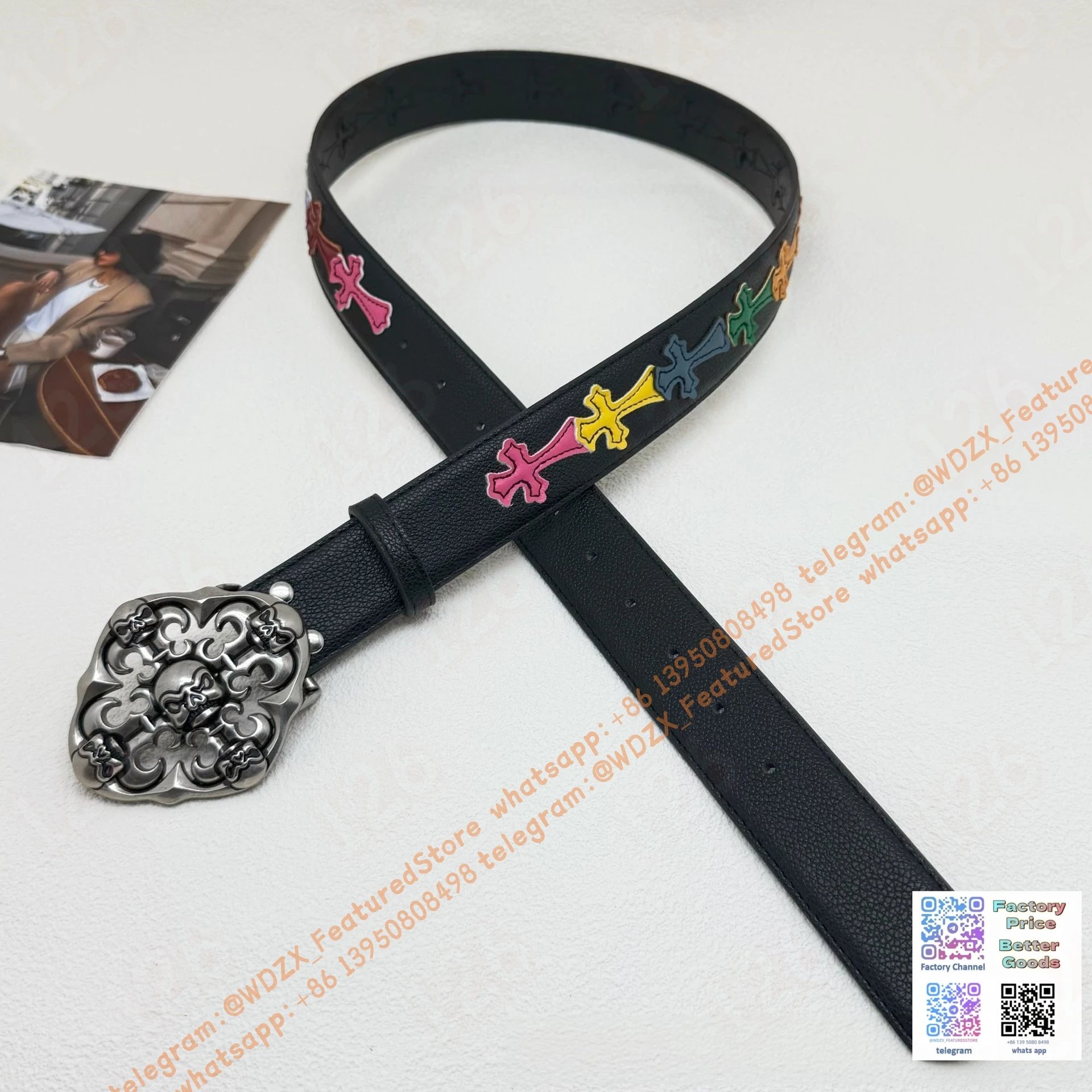 Unbranded Belts Decorative cross-motif buckle belt — 31