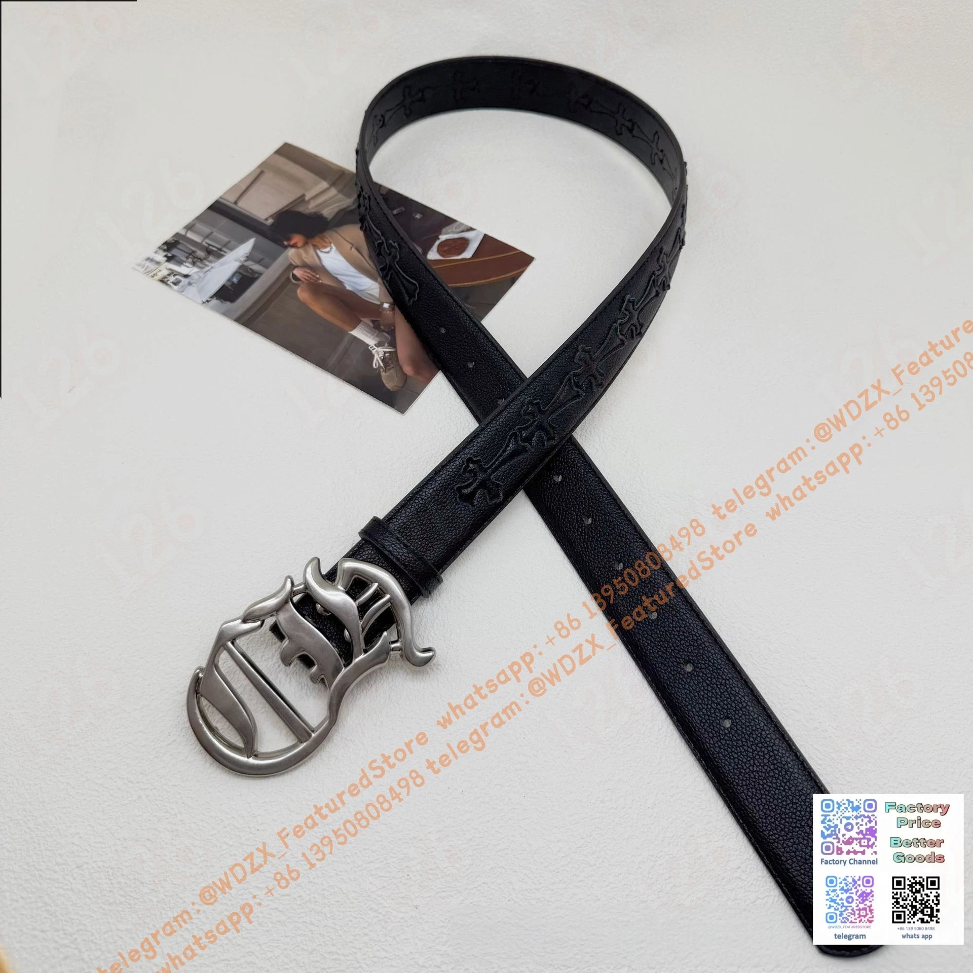 Unbranded Belts Decorative cross-motif buckle belt — 15