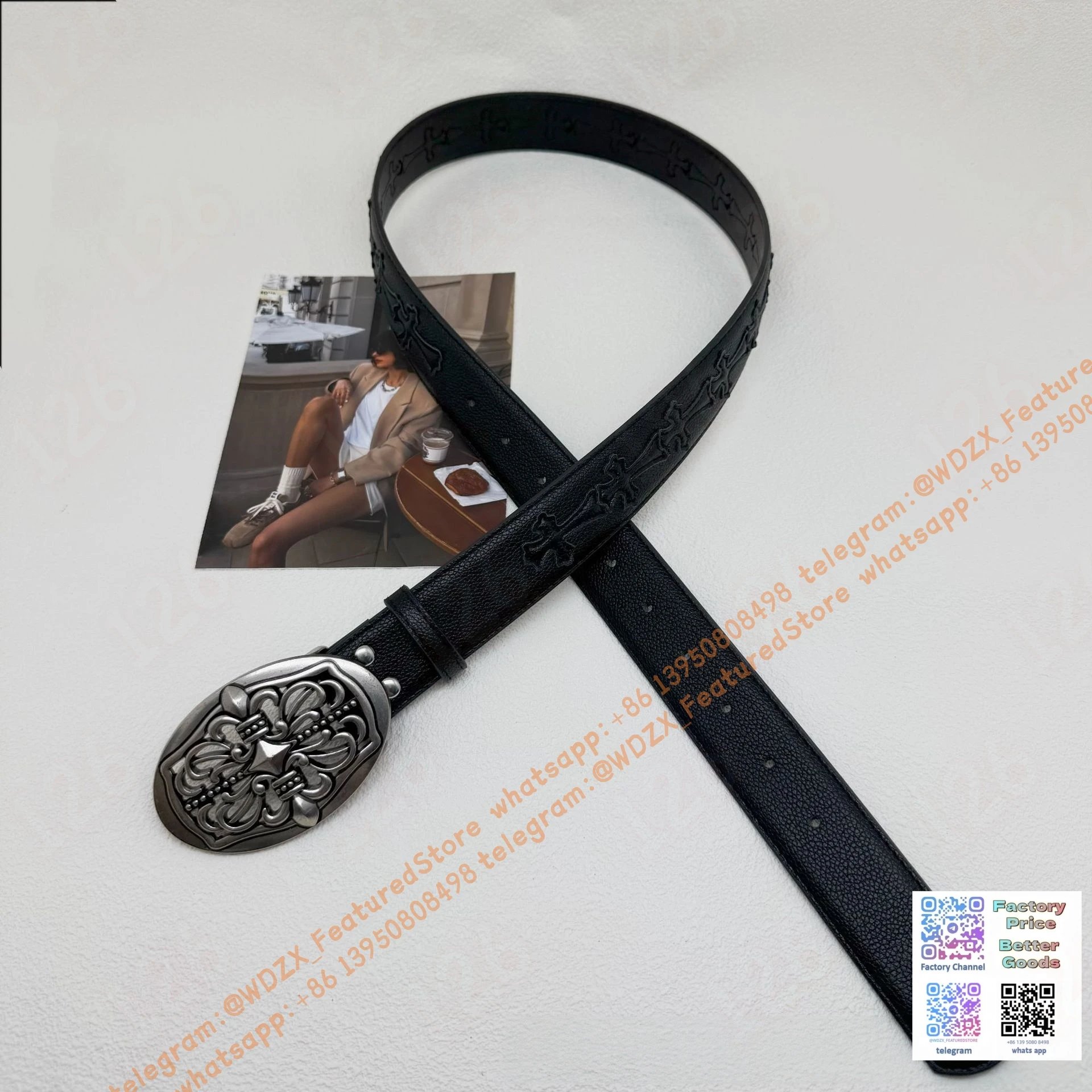 Unbranded Belts Decorative cross-motif buckle belt — 22