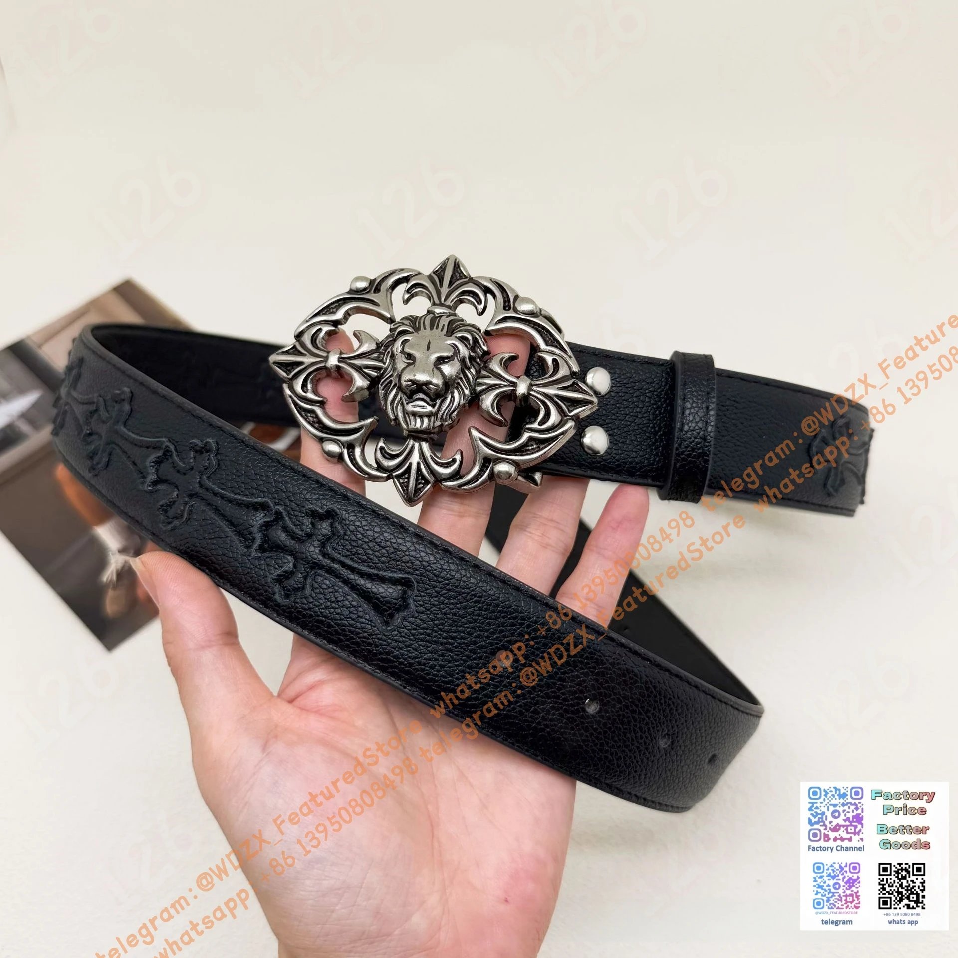 Unbranded Belts Decorative cross-motif buckle belt — 3
