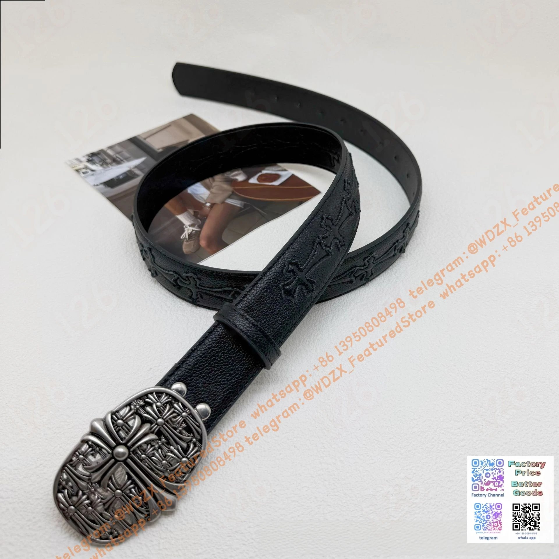 Unbranded Belts Decorative cross-motif buckle belt — 20