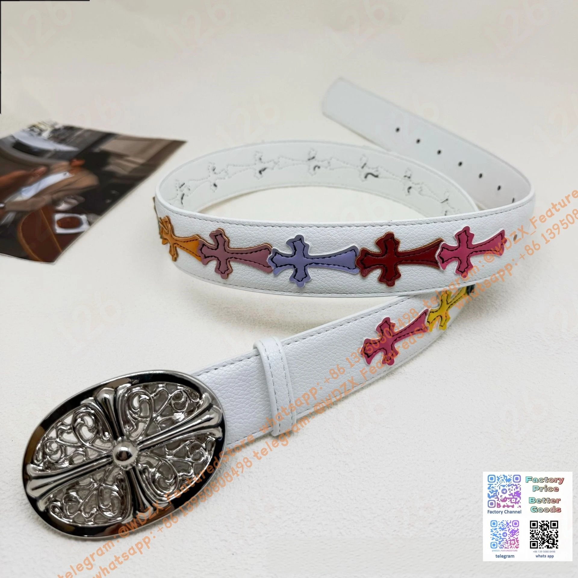 Unbranded Belts Decorative cross-motif buckle belt — 28