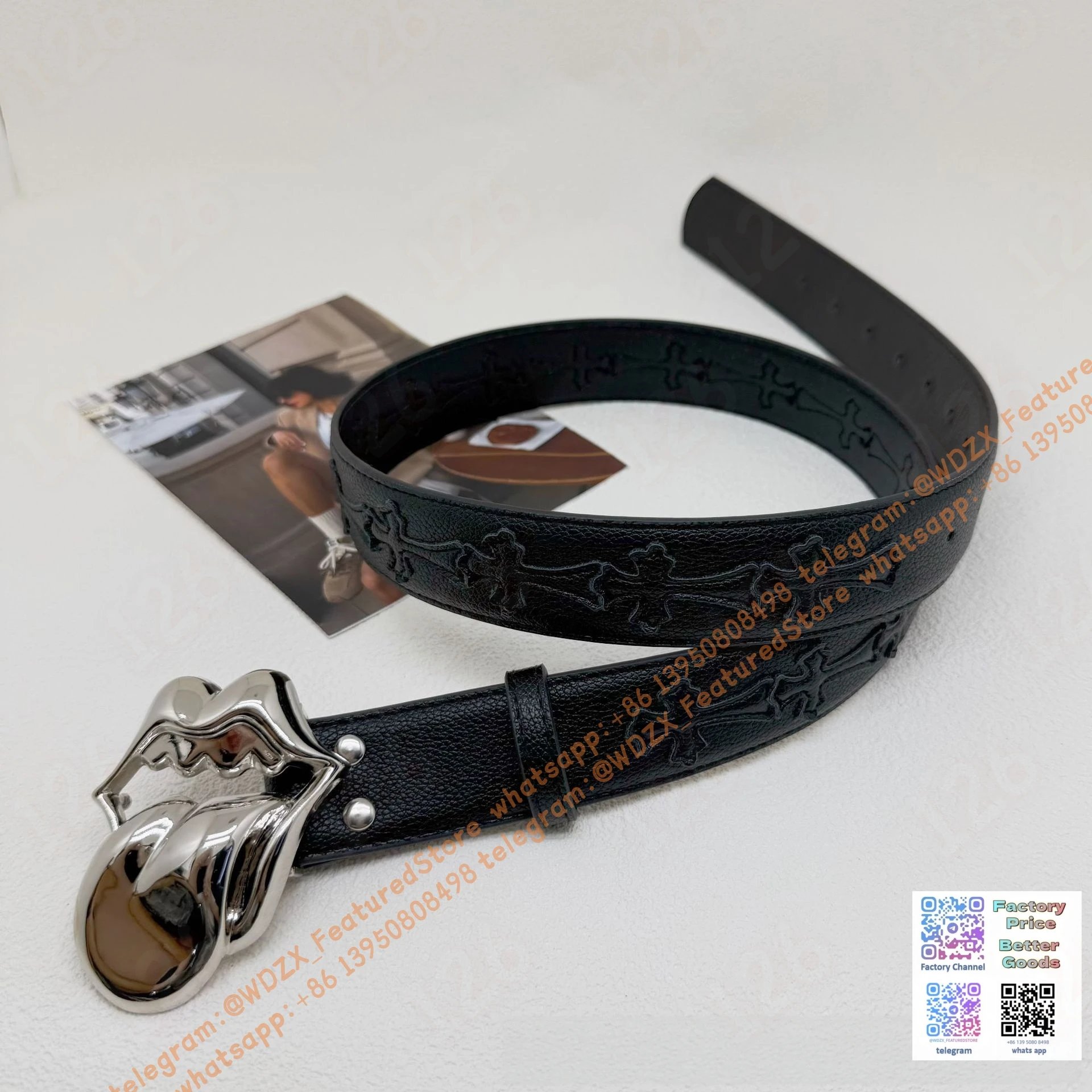 Unbranded Belts Decorative cross-motif buckle belt — 21