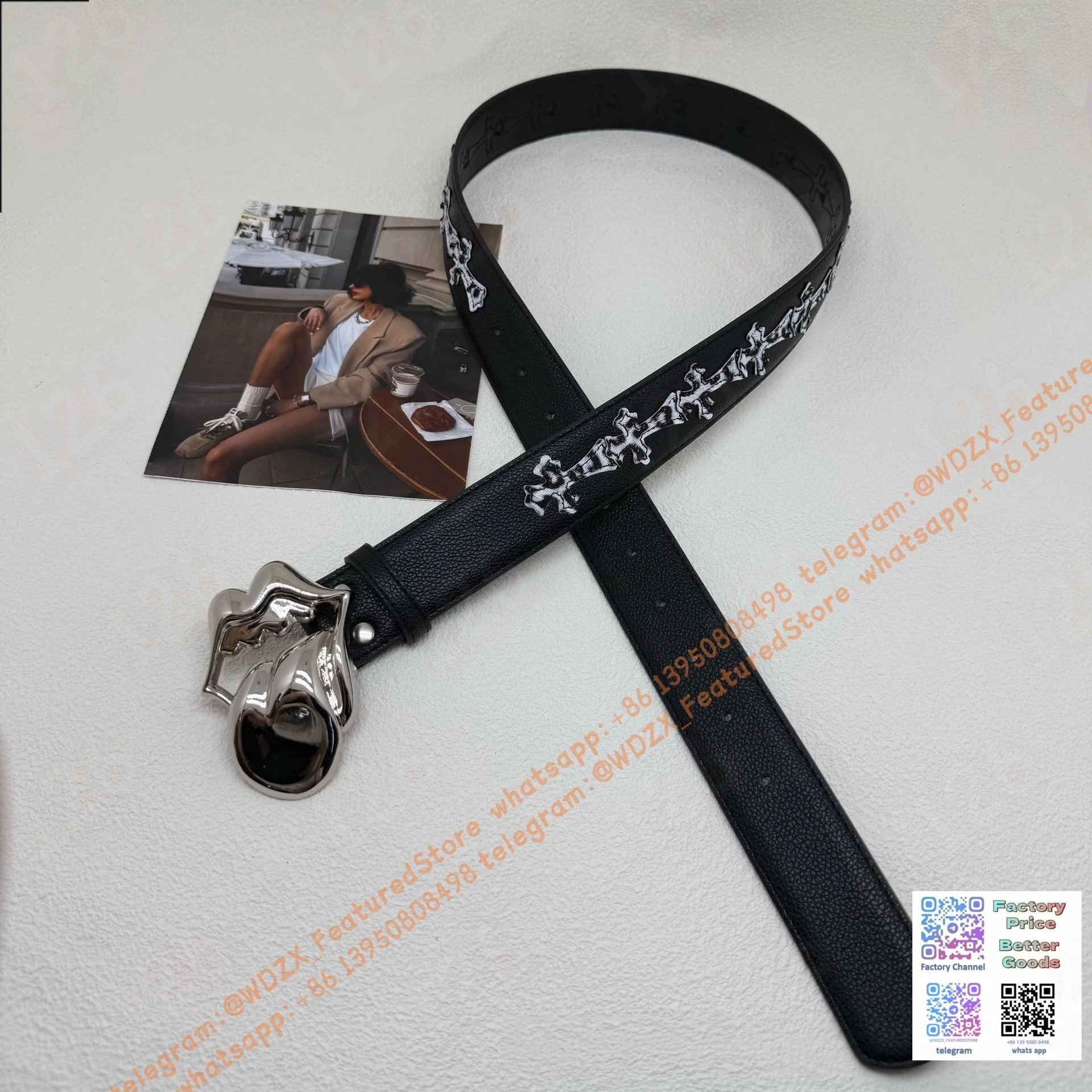 Unbranded Belts Decorative cross-motif buckle belt — 5