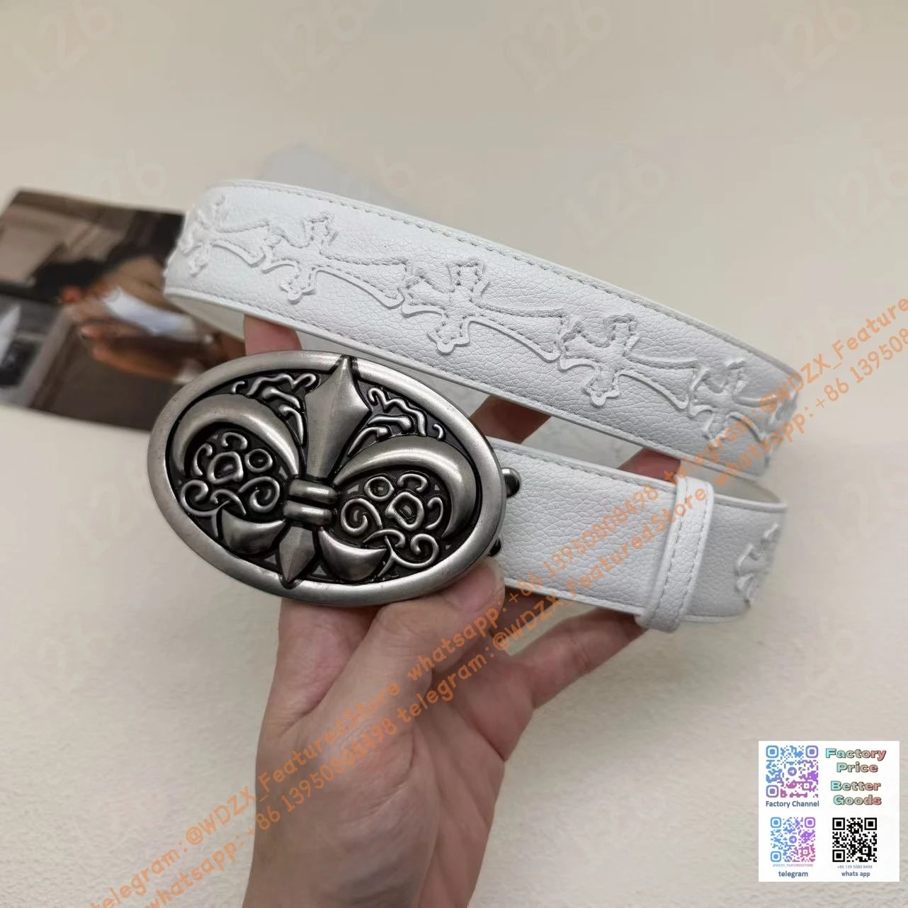 Unbranded Belts Decorative cross-motif buckle belt — 10