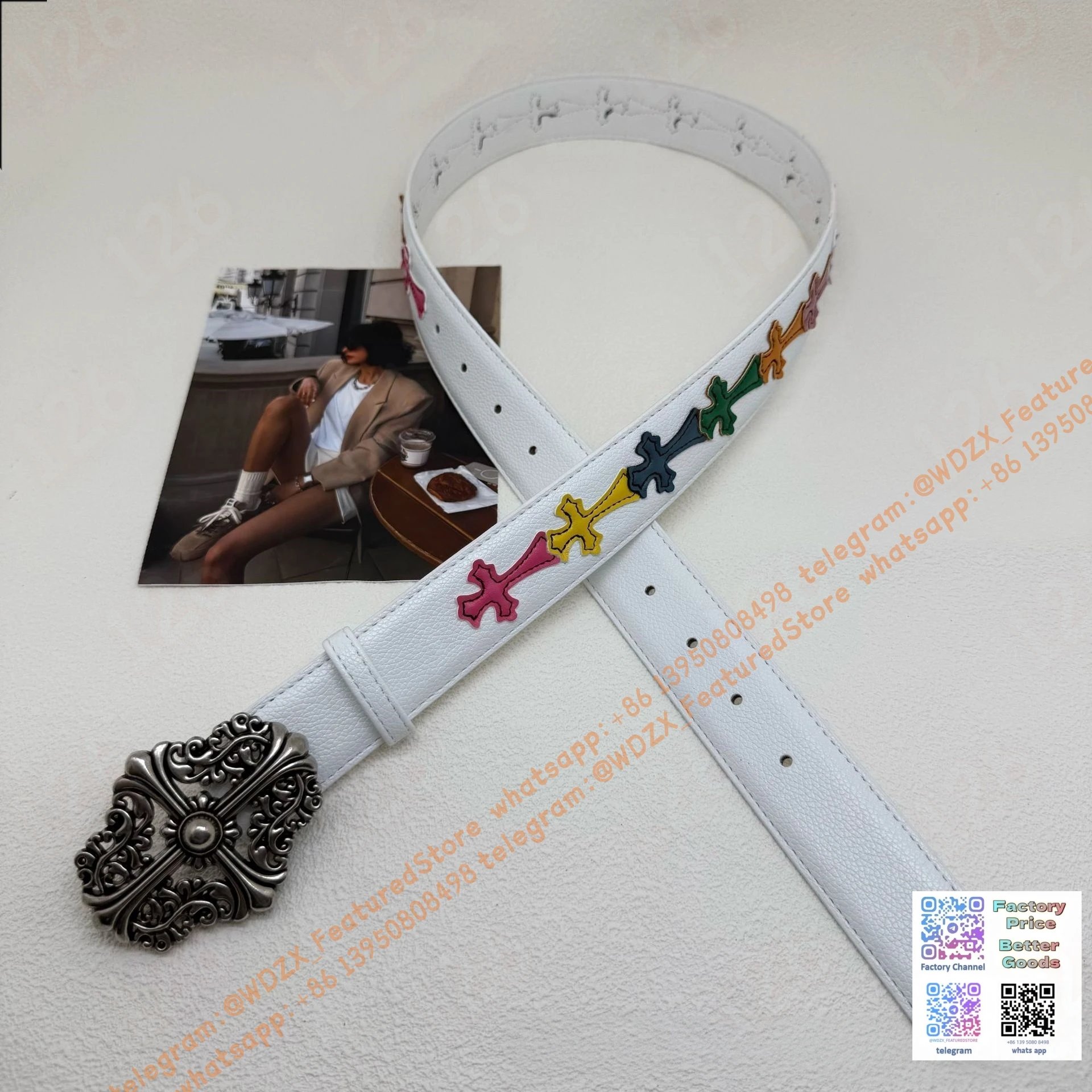 Unbranded Belts Decorative cross-motif buckle belt — 23