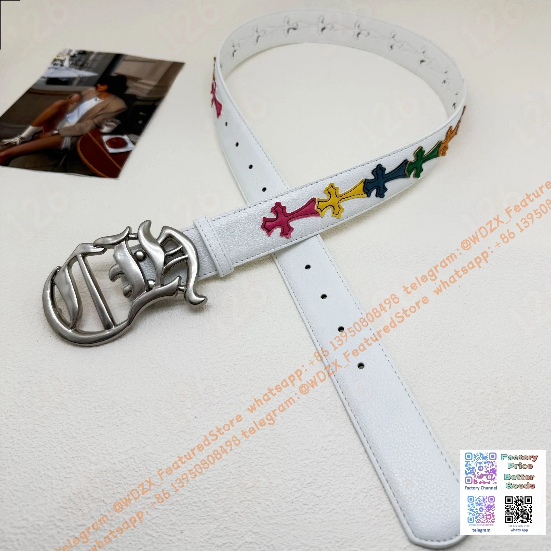 Unbranded Belts Decorative cross-motif buckle belt — 29