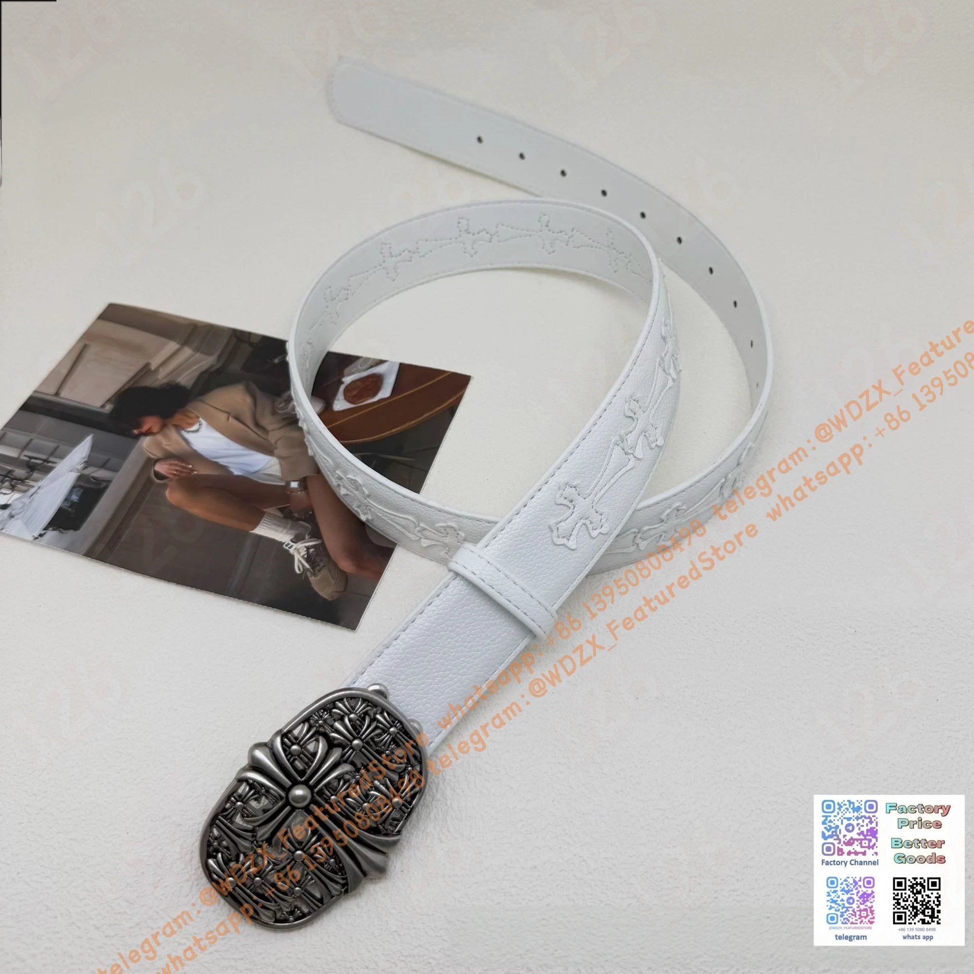 Unbranded Belts Decorative cross-motif buckle belt — 7