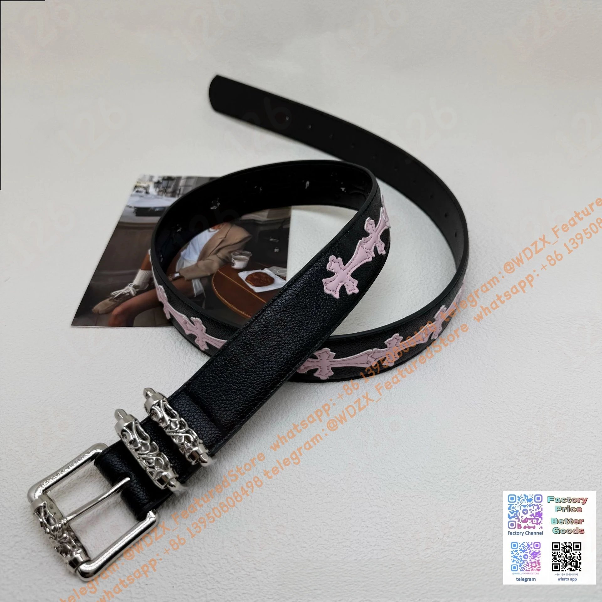 Unbranded Belts Decorative cross-motif buckle belt — 39
