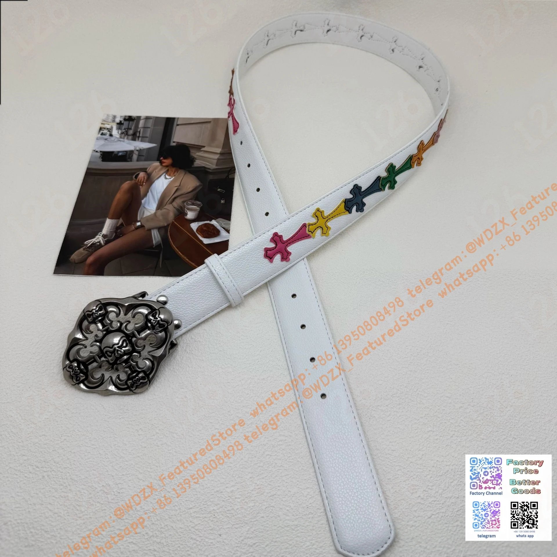 Unbranded Belts Decorative cross-motif buckle belt — 25