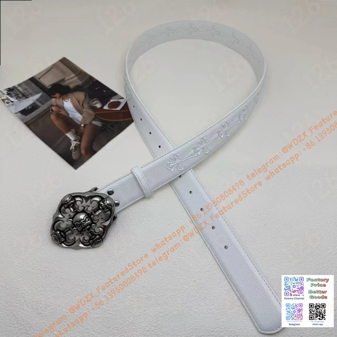 Unbranded Belts Decorative cross-motif buckle belt — 12