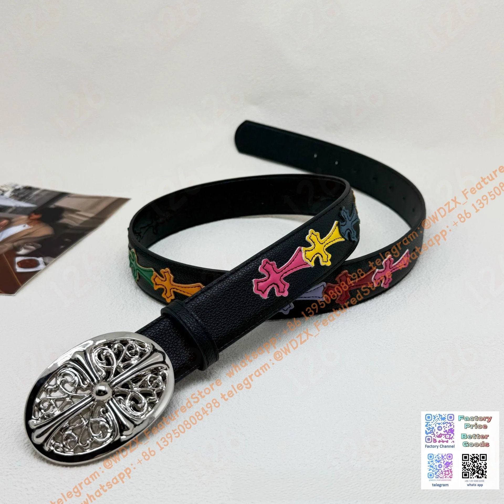 Unbranded Belts Decorative cross-motif buckle belt — 33