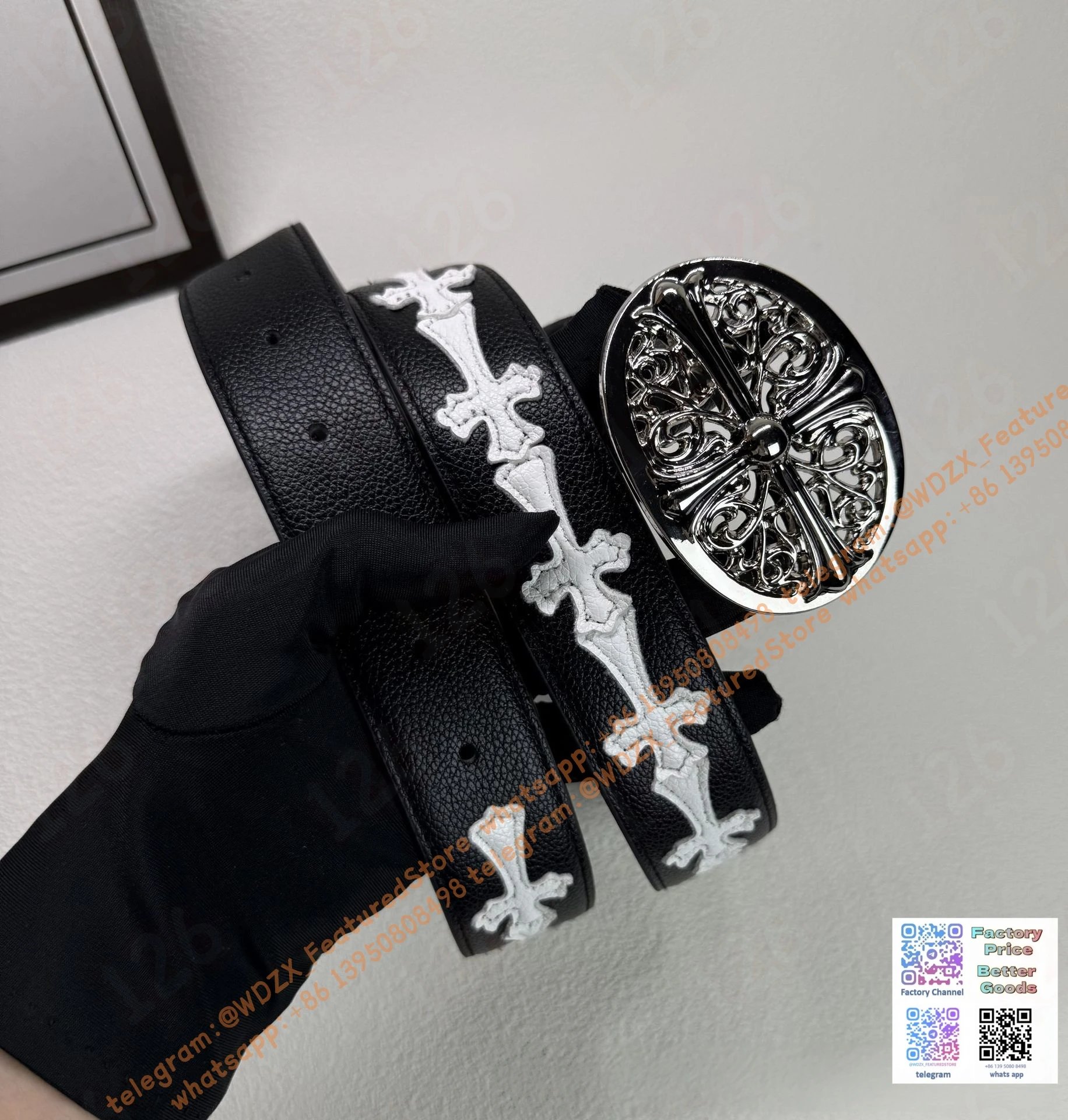 Unbranded Belts Decorative cross-motif buckle belt — 4