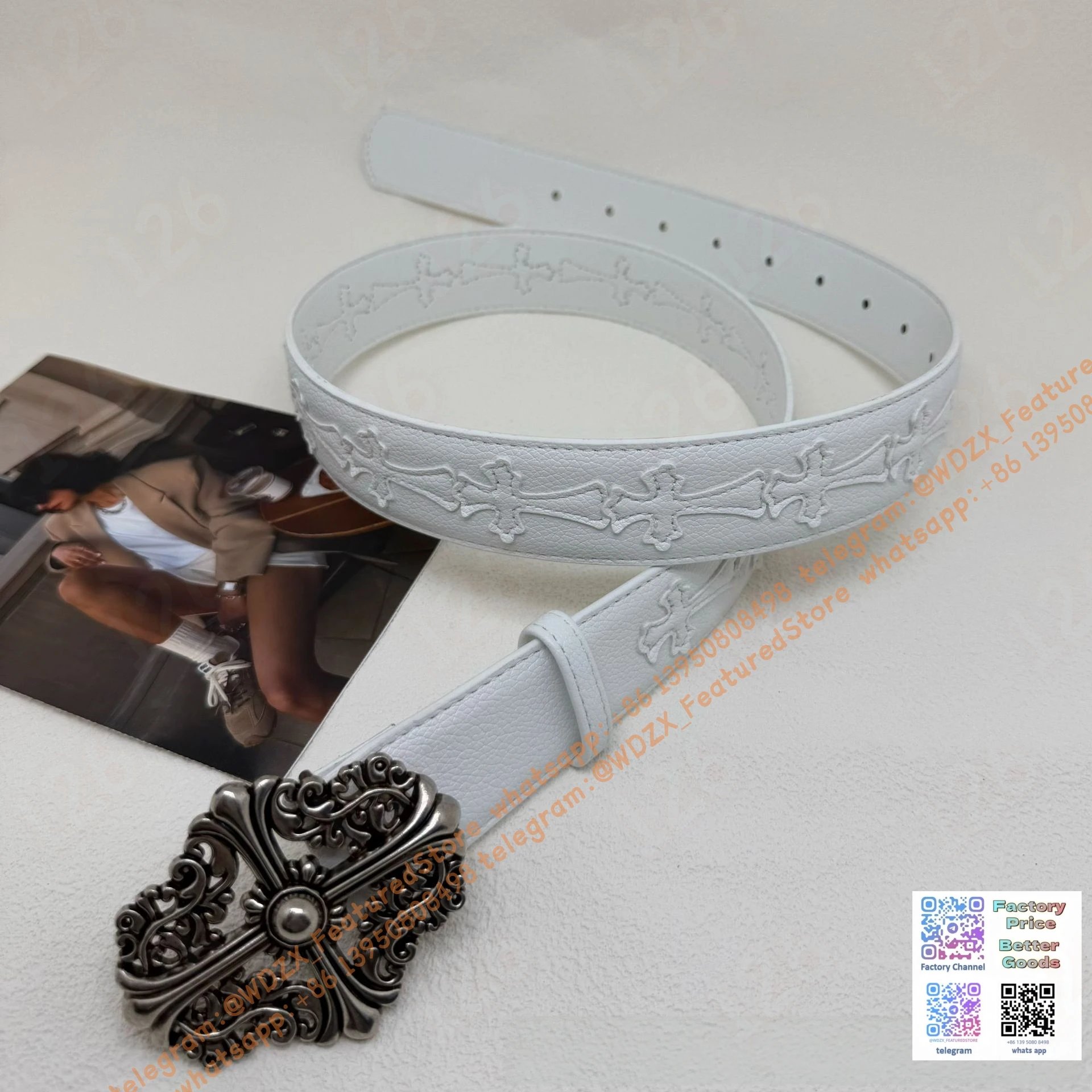 Unbranded Belts Decorative cross-motif buckle belt — 8