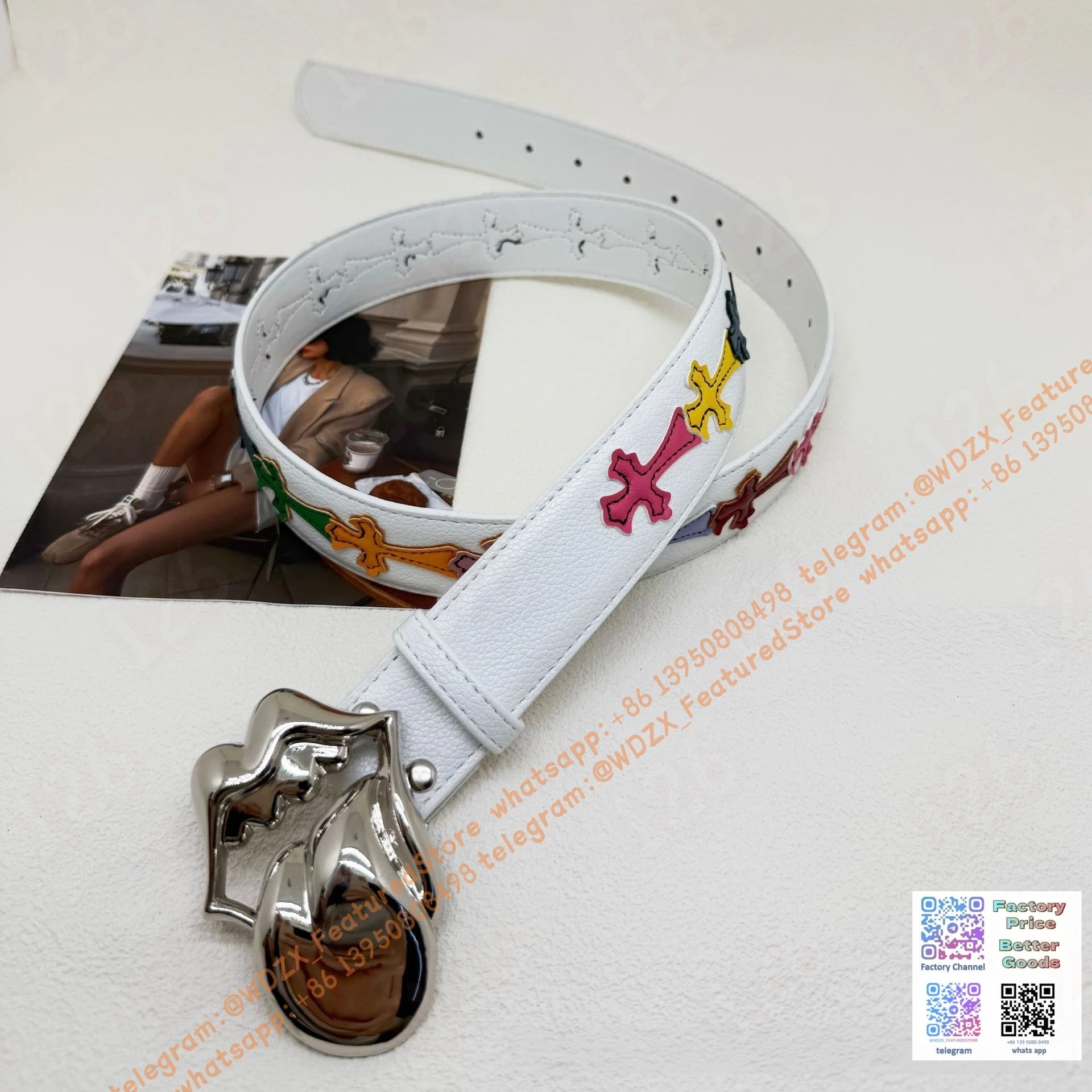 Unbranded Belts Decorative cross-motif buckle belt — 1
