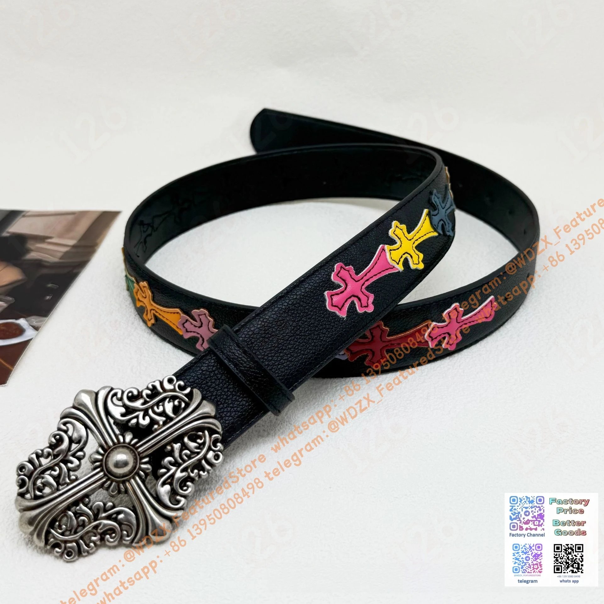 Unbranded Belts Decorative cross-motif buckle belt — 2