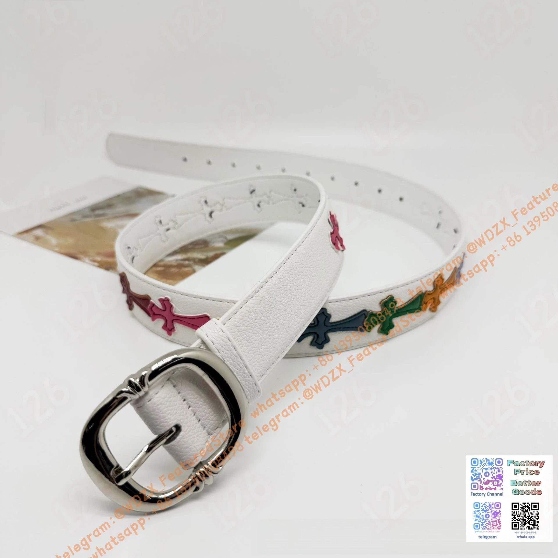 Unbranded Belts Decorative cross-motif buckle belt — 30