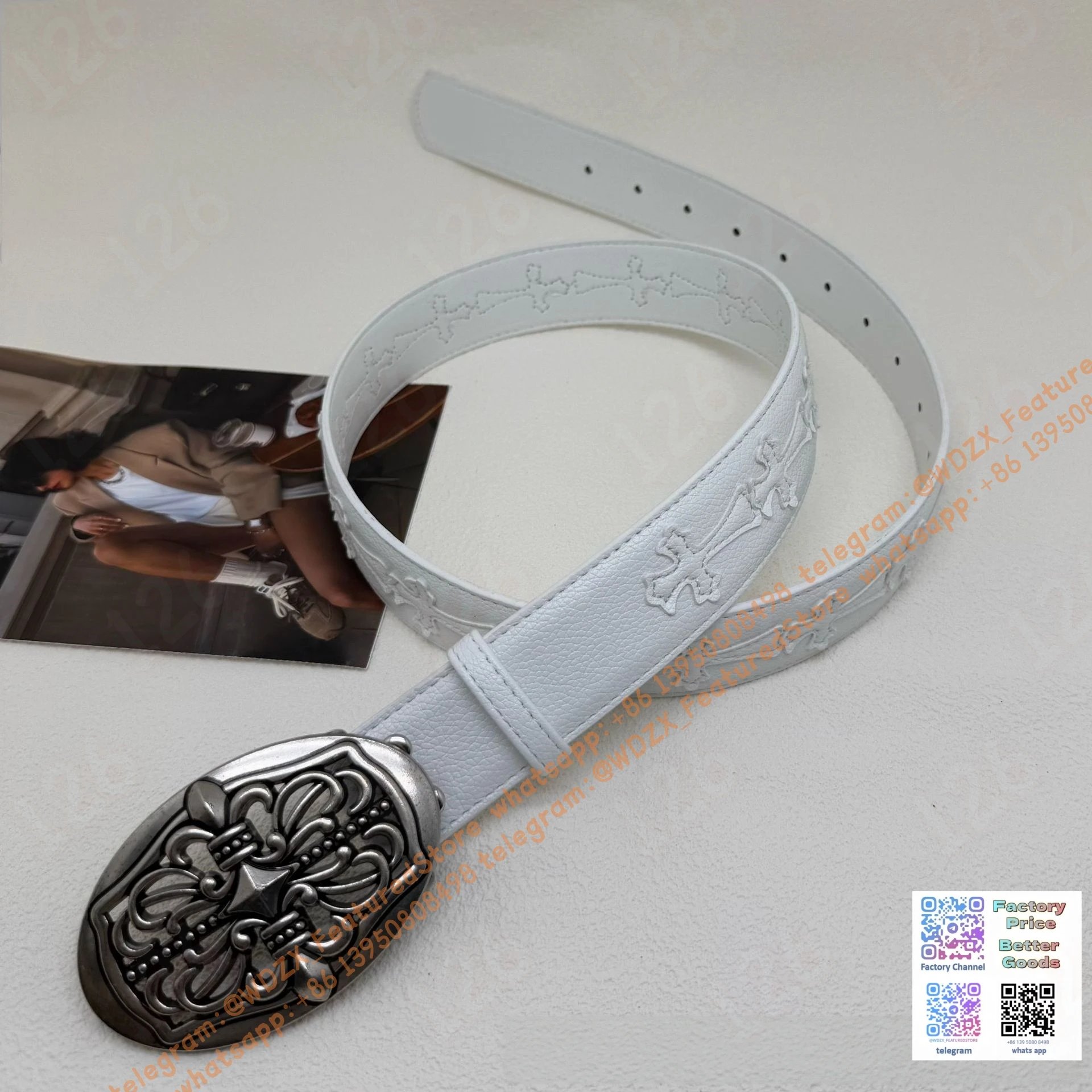 Unbranded Belts Decorative cross-motif buckle belt — 6