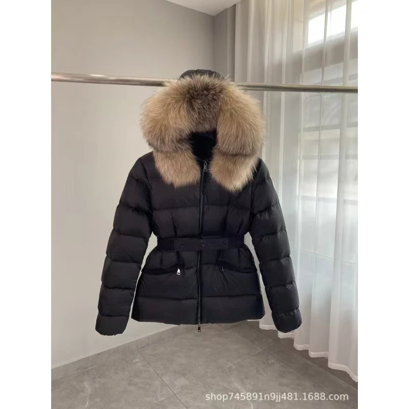 Stüssy Down Jackets Hooded quilted puffer jacket — Moncler-black dress brown fur collar