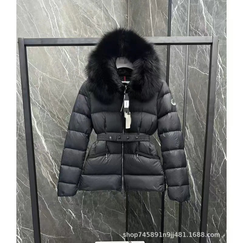 Stüssy Down Jackets Hooded quilted puffer jacket — Moncler-black clothes black fur collar