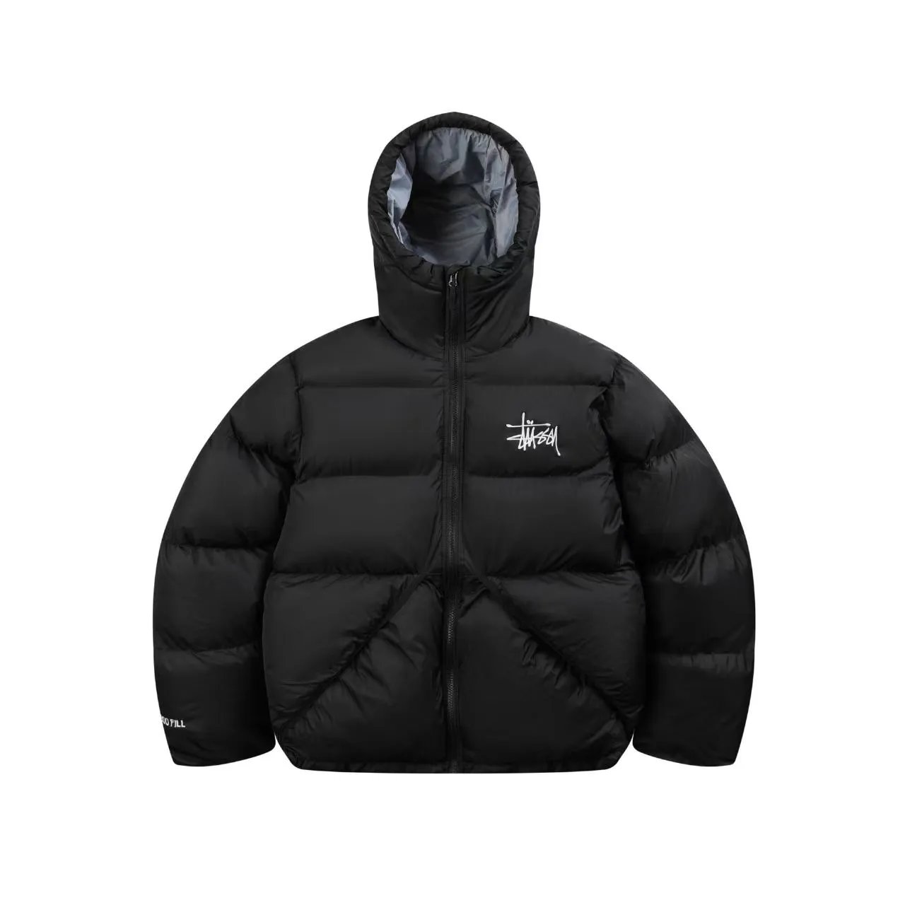Stüssy Down Jackets Hooded quilted puffer jacket — stussy-Black and gray