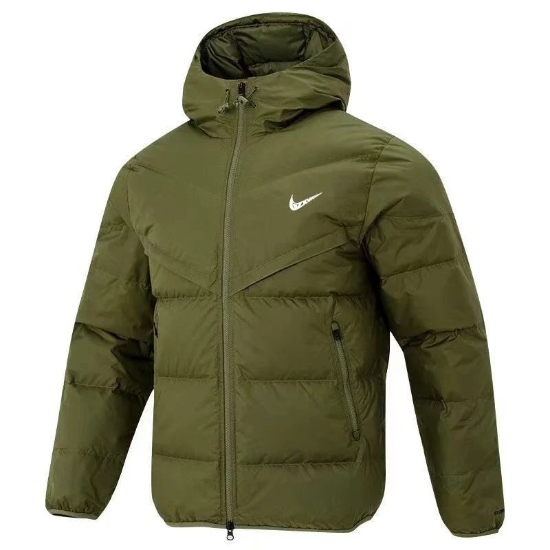 Stüssy Down Jackets Hooded quilted puffer jacket — Nike-army green