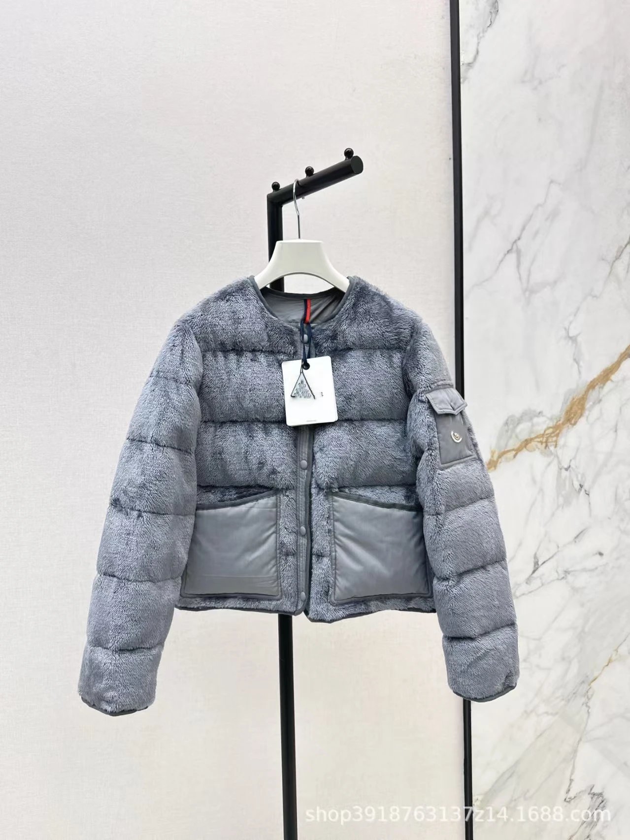 Stüssy Down Jackets Hooded quilted puffer jacket — Moncler-Light blue