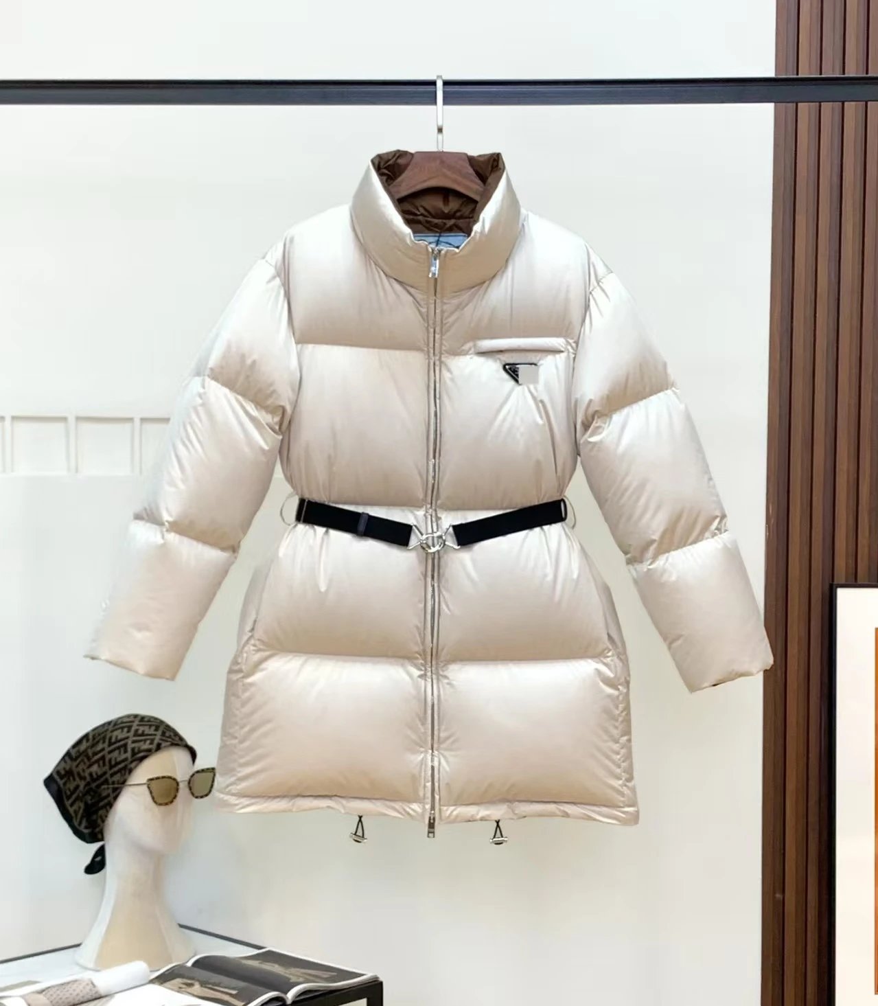 Stüssy Down Jackets Hooded quilted puffer jacket — Prada-White