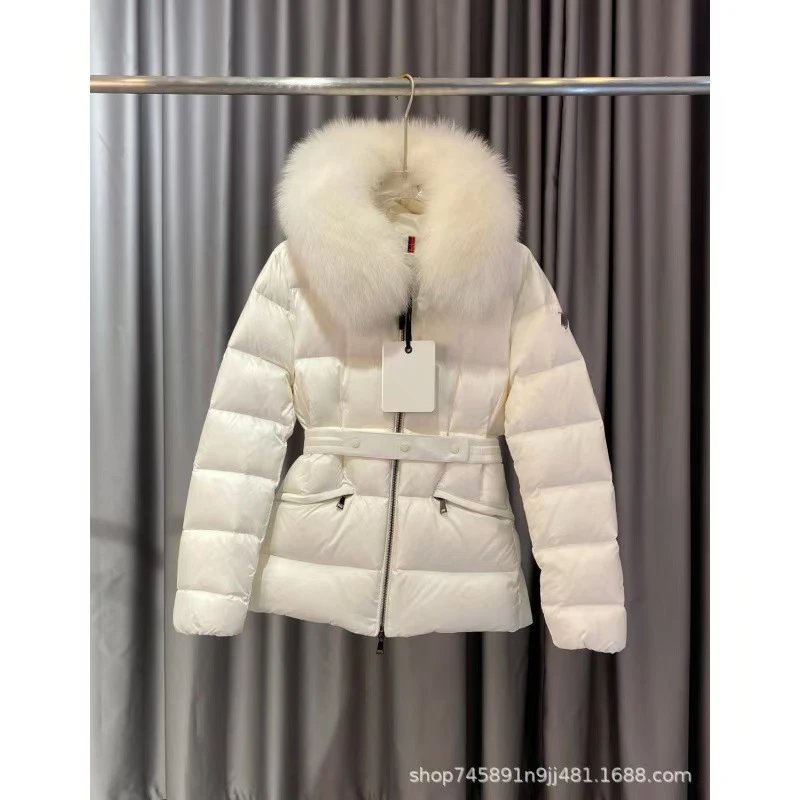 Stüssy Down Jackets Hooded quilted puffer jacket — Moncler-White clothes white fur collar