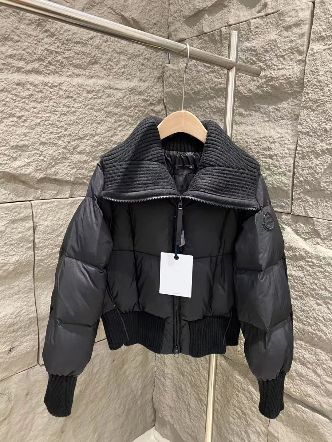 Stüssy Down Jackets Hooded quilted puffer jacket — Moncler-Black