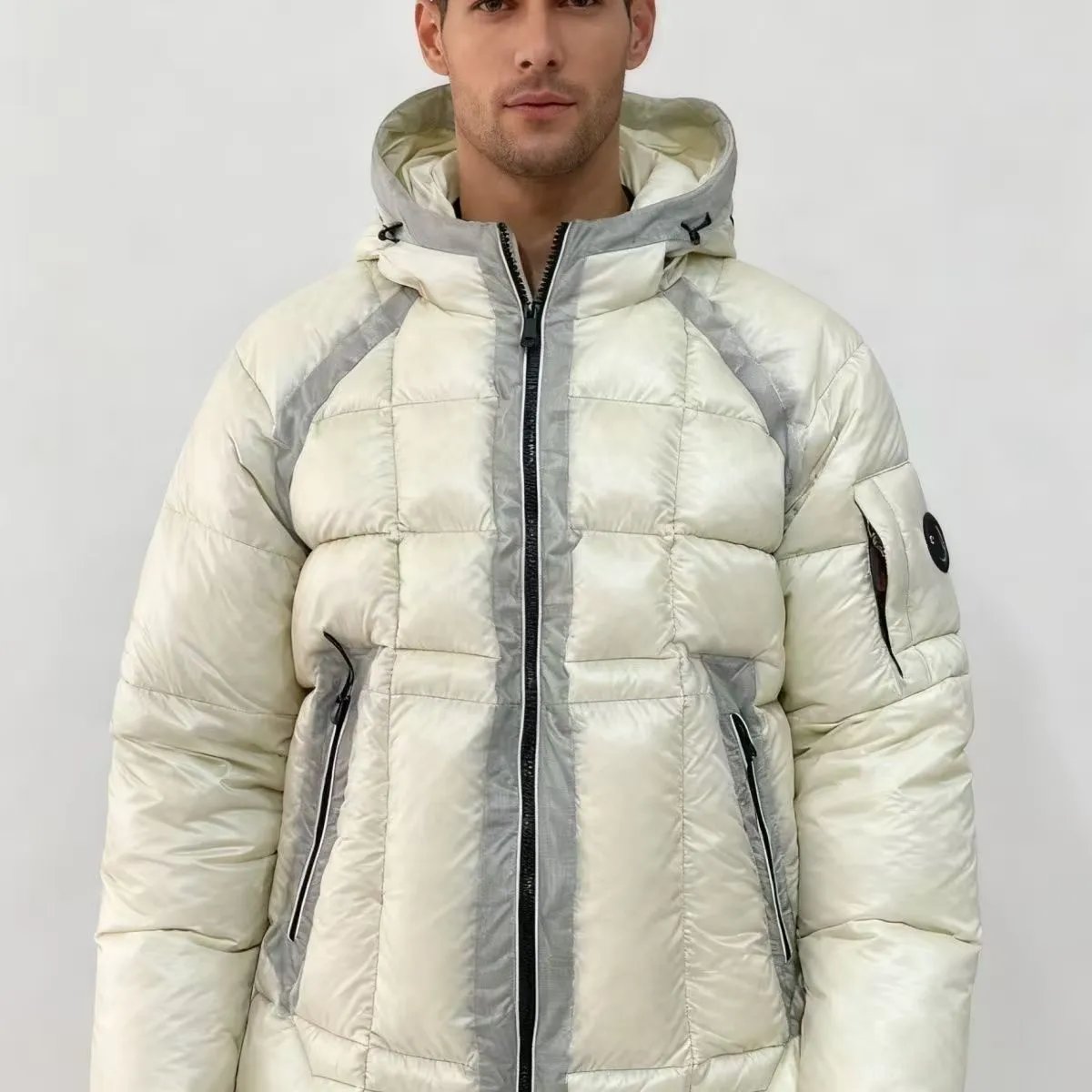 Stüssy Down Jackets Hooded quilted puffer jacket — CP-White