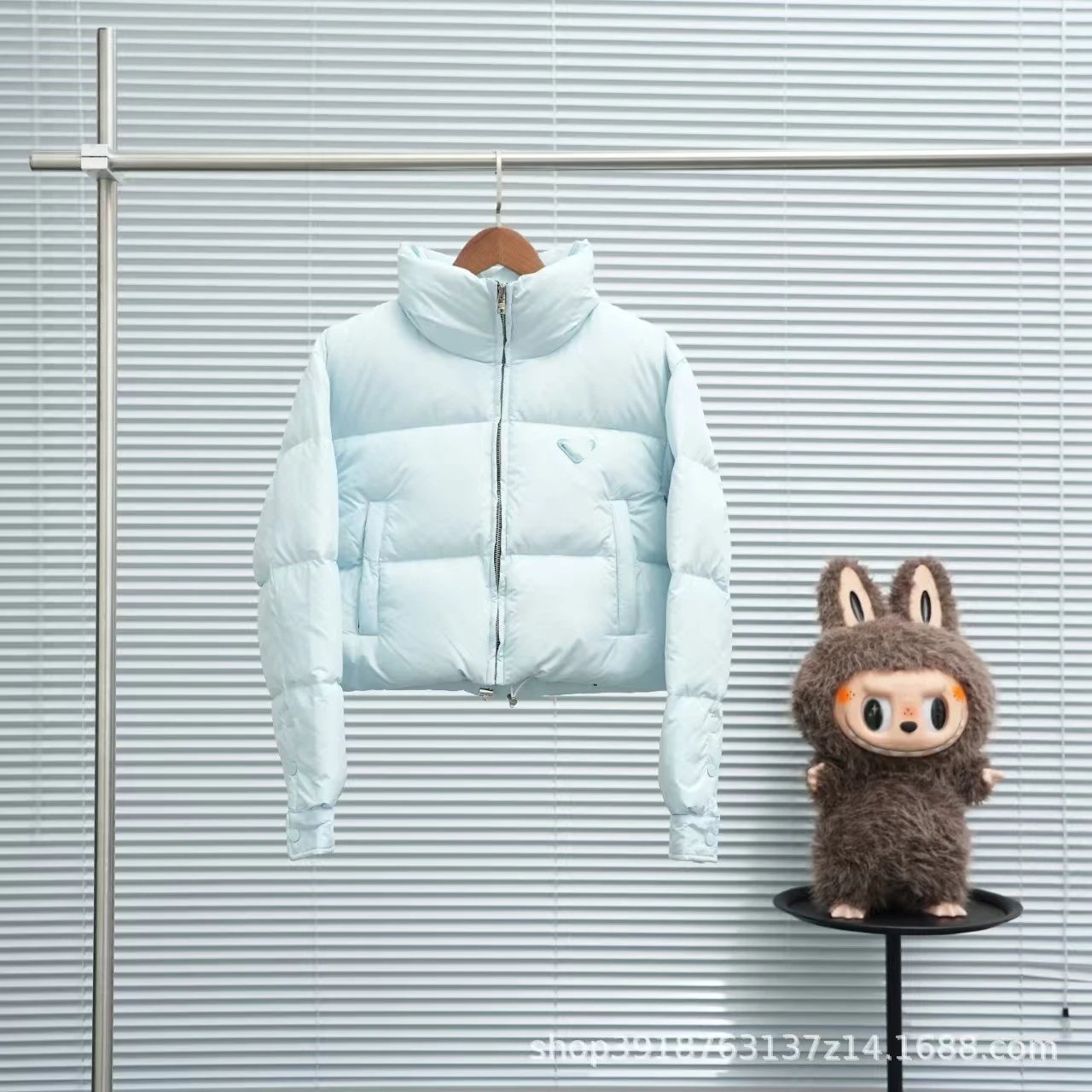 Stüssy Down Jackets Hooded quilted puffer jacket — prada-Aqua