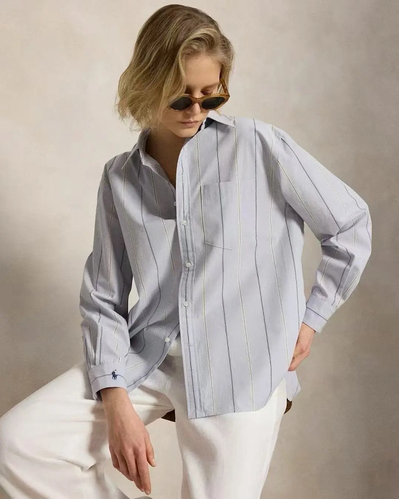 （¥188）## oversize fit stripe shirt for women RL2806条纹衬衣 Y