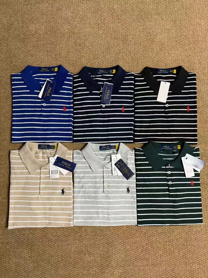 (¥156)## pima cotton little stripe polo shirt 6色条纹匹马棉短袖 R
