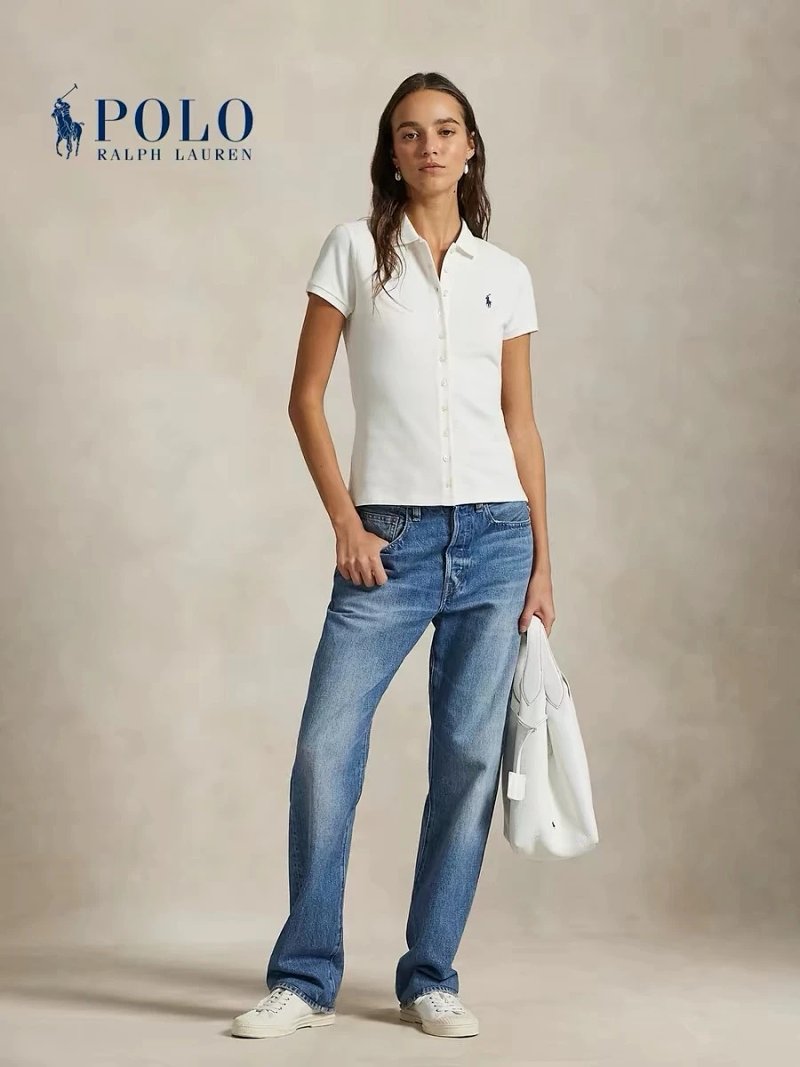 （¥128）##women polo shirt 女款十一粒扣POLO衫C
