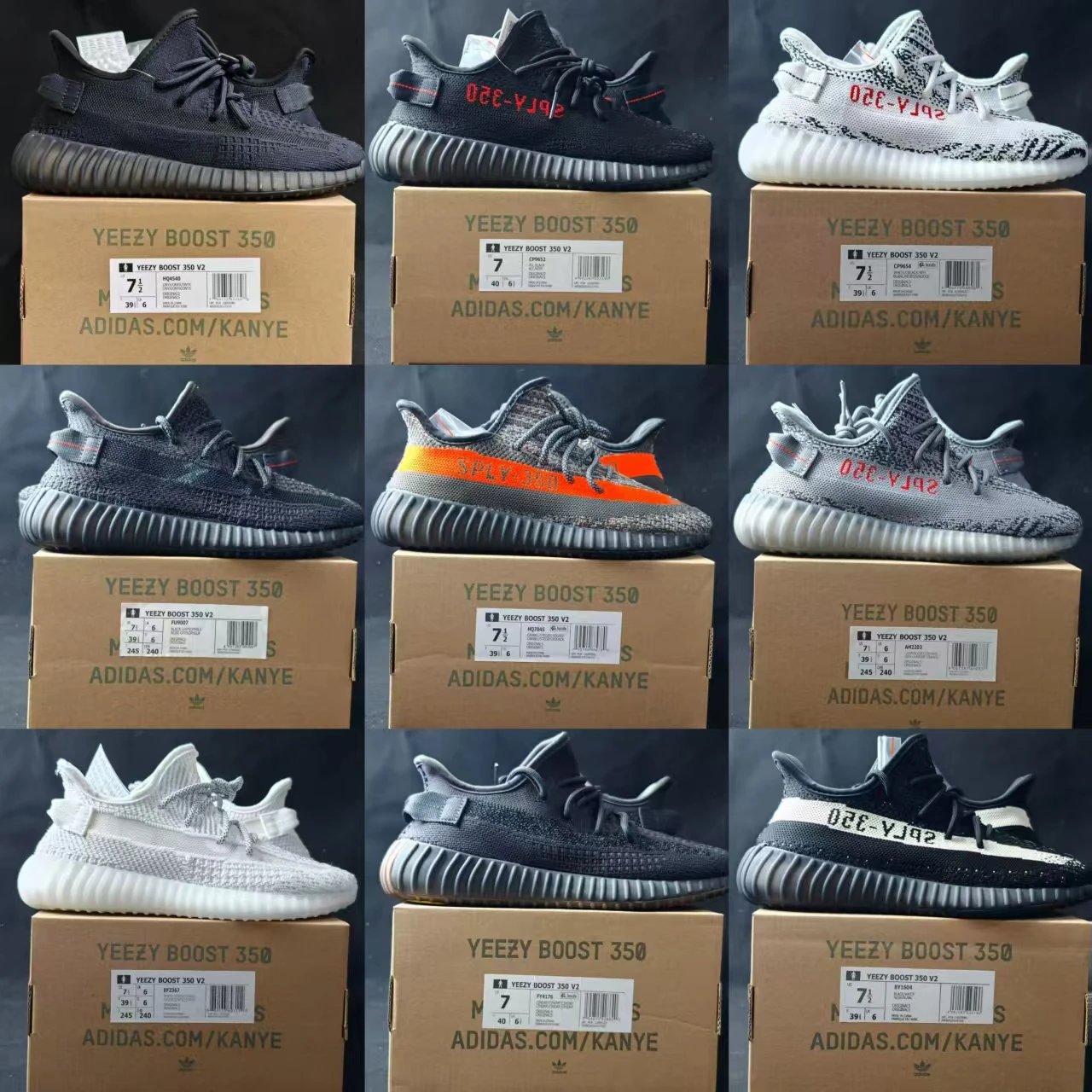 FC version/Y * eezy350 V2 Angel Limited Series Black Angel White Spot Horse White Angel Asia Limited Old Grey Orange