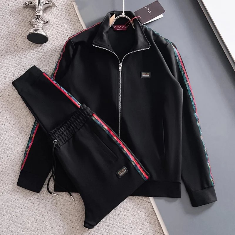 Lacoste Tracksuits Zip-Up Geometric Pattern Track Suit with Striped Sleeves image 5