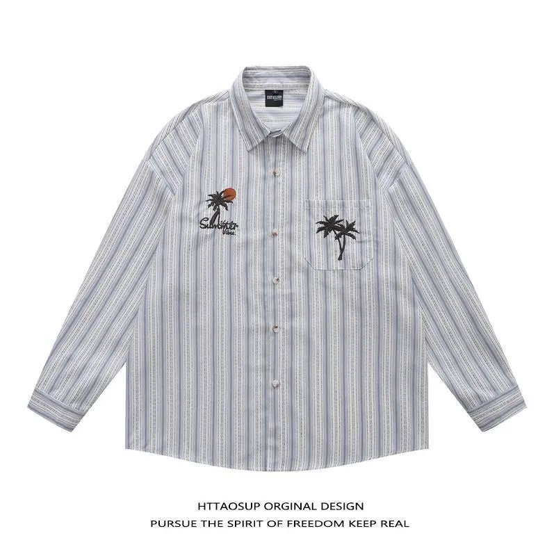 HTTAOSUP Shirts Plaid Long-Sleeve Button-Up Shirt — 26-9182 Blue