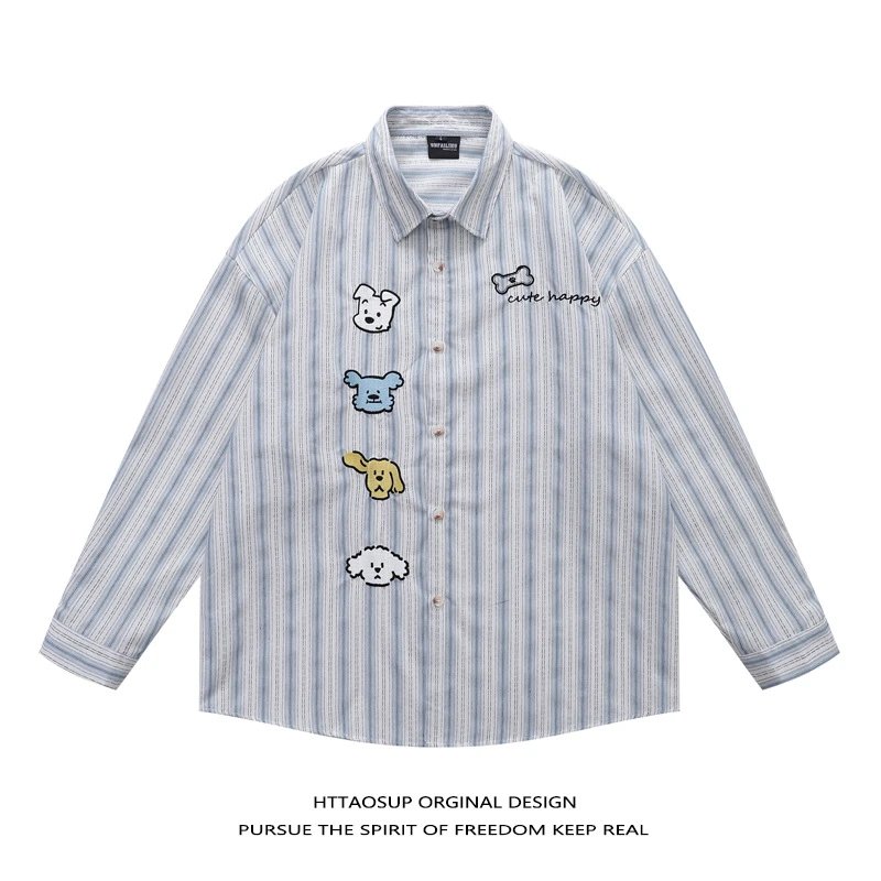HTTAOSUP Shirts Plaid Long-Sleeve Button-Up Shirt — 28-9112 Blue