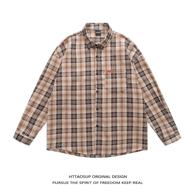 HTTAOSUP Shirts Plaid Long-Sleeve Button-Up Shirt — 31-9117 Yellow
